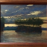 Dark Island | oil and metal leaf on panel