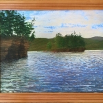 Rock Island | oil and metal leaf on pane