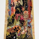 In the Garden, 21"hx12"w, 2022,Cotton and silk fabric, cotton embroidery floss