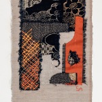 The IN-betweens, 17"hx7"w, 2021,silk,cotton fabrics and embroidery floss